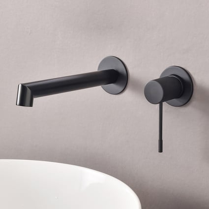 Μπαταρία Νιπτήρος Εντοιχισμού  Terra Black Matt 2 οπών